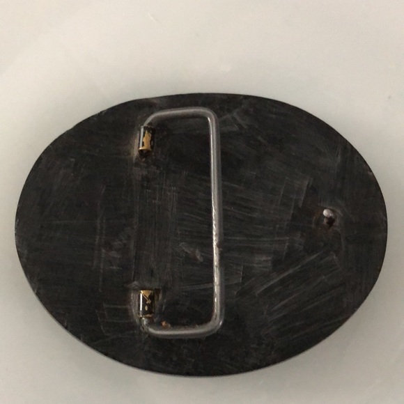 RARE Bone brass and woodgrain inlay belt buckle - Picture 2 of 4